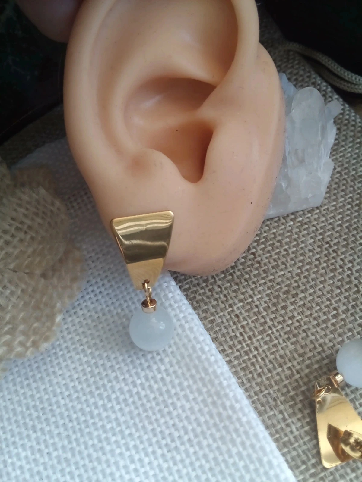 Boucles d'oreilles en perles de sélénite naturelle – photo 2